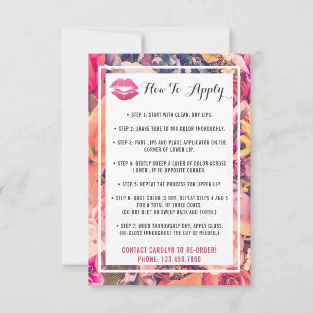 Lipstick Distributor Application/Tips Card (Framsida)