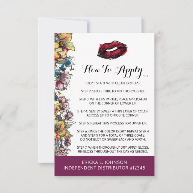 Lipstick Distributor How to Application Card (Appl (Framsida)