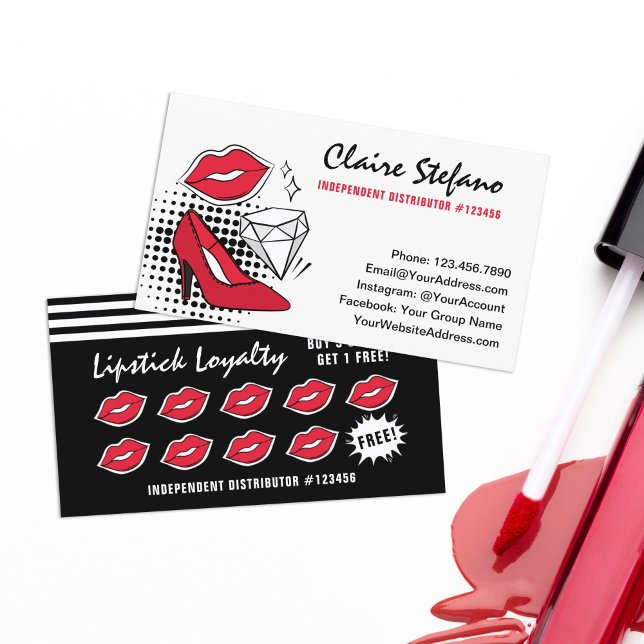 Lipstick Distributor Modern Glamor Loyalty Frimärk Lojalitetskort (Skapare uppladdad)
