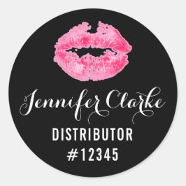 Lipstick Distributor Rosa Läppar Kiss Förpacknings Runt Klistermärke