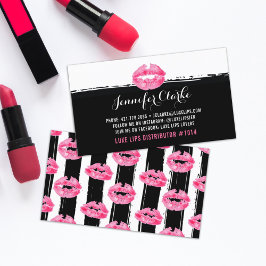 Lipstick Distributor Rosa Läppar Kiss Plain Back Visitkort