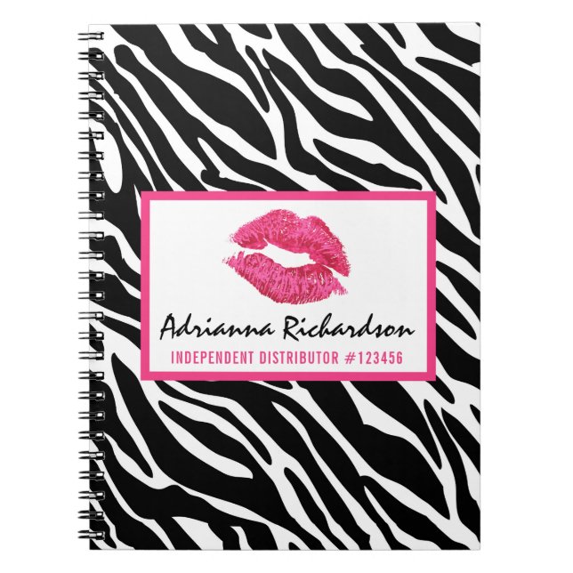 Lipstick Distributor Zebra Kiss Läppar Personlig Anteckningsbok (Framsidan)