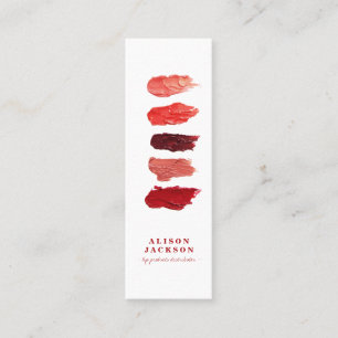 Lipstick färg swatches ruby Red makeup artist Mini Visitkort