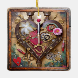 Lipstick Flowers Heart Steampunk Series Julgransprydnad Keramik