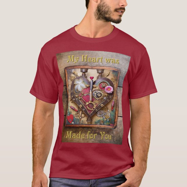 Lipstick Flowers Heart Steampunk Series T Shirt (Framsida)