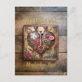 Lipstick Flowers Heart Steampunk Series Vykort