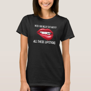 Lipstick för kvinnor Flickor som klipper rött Läpp T Shirt