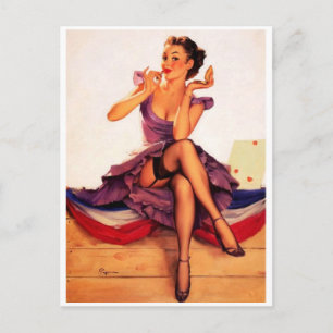 Lipstick Girl Pin Up Vykort
