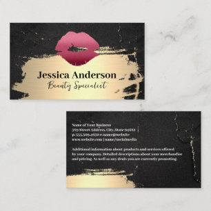 Lipstick Kiss Guld Brushed Sköldhet Visitkort