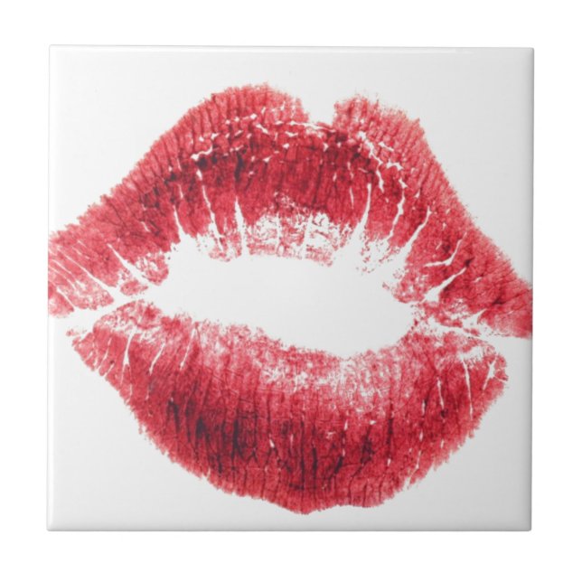 Lipstick Kiss - Läppar Kakelplatta (Framsidan)