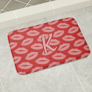 Lipstick Kiss Mönster Red and Rosa Läppar Bath Mat Badrumsmatta