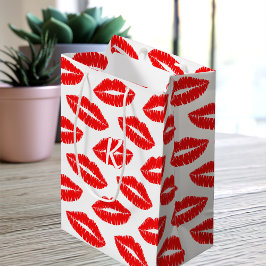 Lipstick Kiss Mönster Red and White Monogrammed