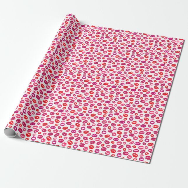 Lipstick Kiss Wrapping Papper Presentpapper (Utrullad)