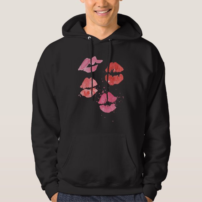 Lipstick Kisses for Valentines Day Hoodie (Framsida)