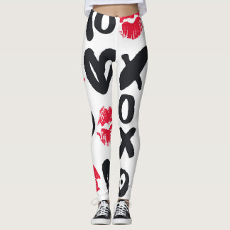 Lipstick Kisses Hearts Seamless Background Leggings