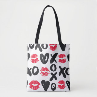 Lipstick Kisses Hearts Seamless Background Tygkasse