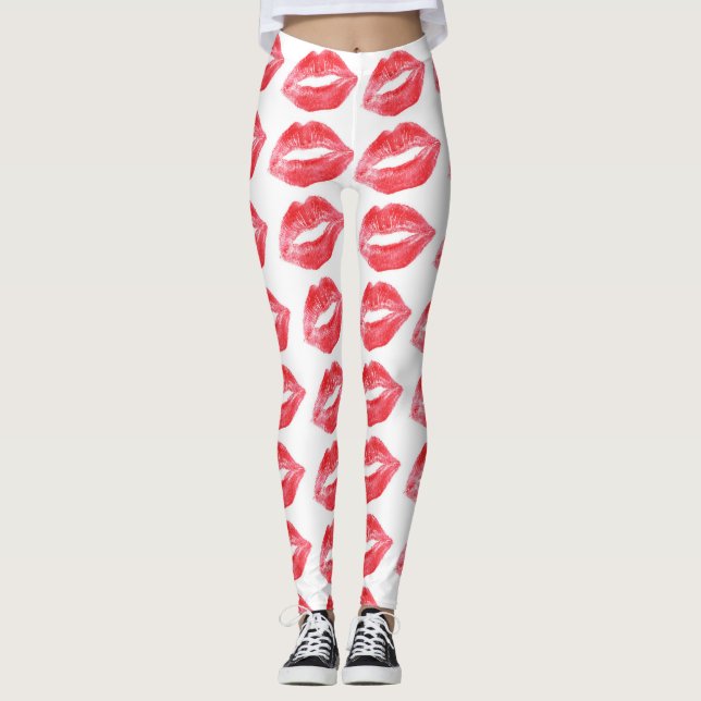 Lipstick kisses leggings yoga byxor (Framsida)