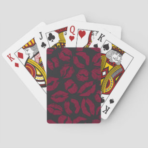 Lipstick Kisses: Mörk Red Imprint Casinokort