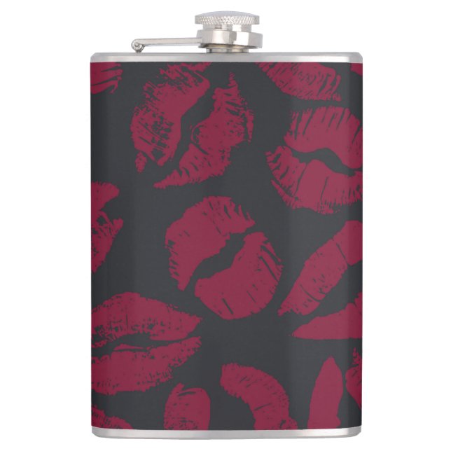 Lipstick Kisses: Mörk Red Imprint Fickplunta (Framsidan)
