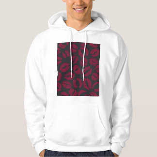 Lipstick Kisses: Mörk Red Imprint Hoodie