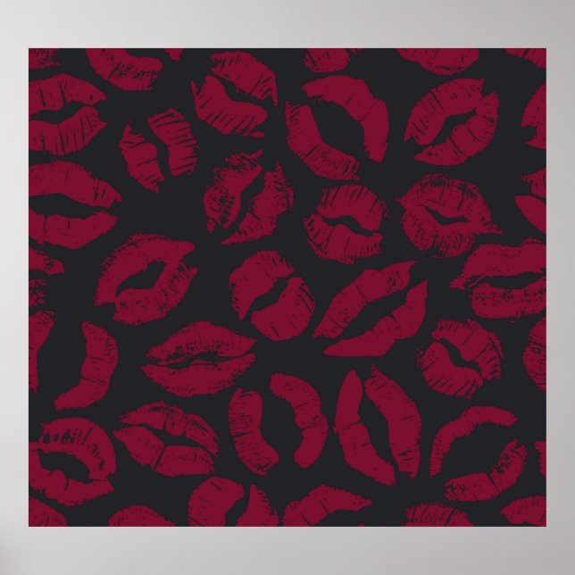 Lipstick Kisses: Mörk Red Imprint Poster (Framsidan)