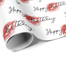 Lipstick Kisses på Grattis på födelsedagen Presentpapper