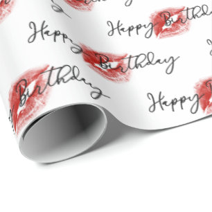 Lipstick Kisses på Grattis på födelsedagen Presentpapper
