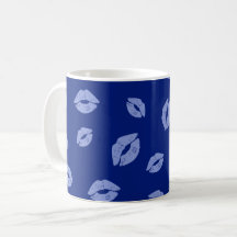 Lipstick Kisses Seamless Mönster - Blue Tones