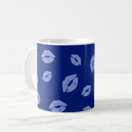 Lipstick Kisses Seamless Mönster - Blue Tones Kaffemugg