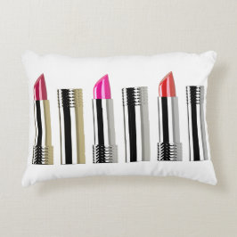 Lipstick-krom rosa röd kosmetik prydnadskudde