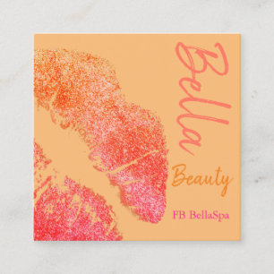 Lipstick kyss Skriv ut rosa Peach orange skönhetsp Fyrkantigt Visitkort