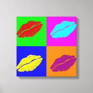 Lipstick kyssar inslagen canvas