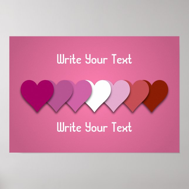 Lipstick lesbian pride hearts with custom text poster (Framsidan)