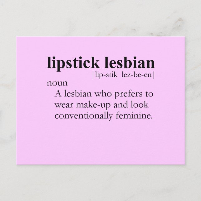 LIPSTICK-LESBISK (definition) Vykort (Framsida)