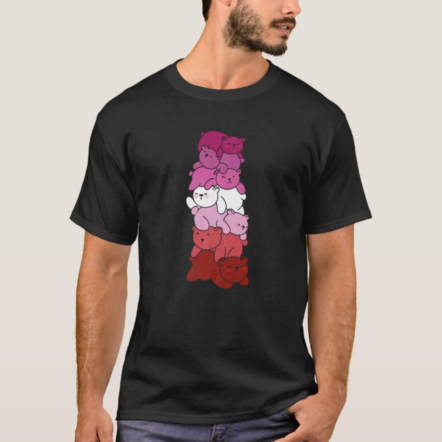 Lipstick Lesbisk Flagga Pile Pride Lgbtq Bear Lesb T Shirt (Framsida)