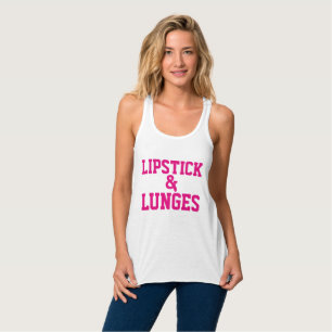 LIPSTICK & LUNGES workout dam T-shirts Linne Med Racerback