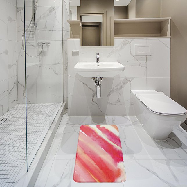 Lipstick-minnen Rosa Orange Vattenfärg Badrumsmatta (Skapare uppladdad)