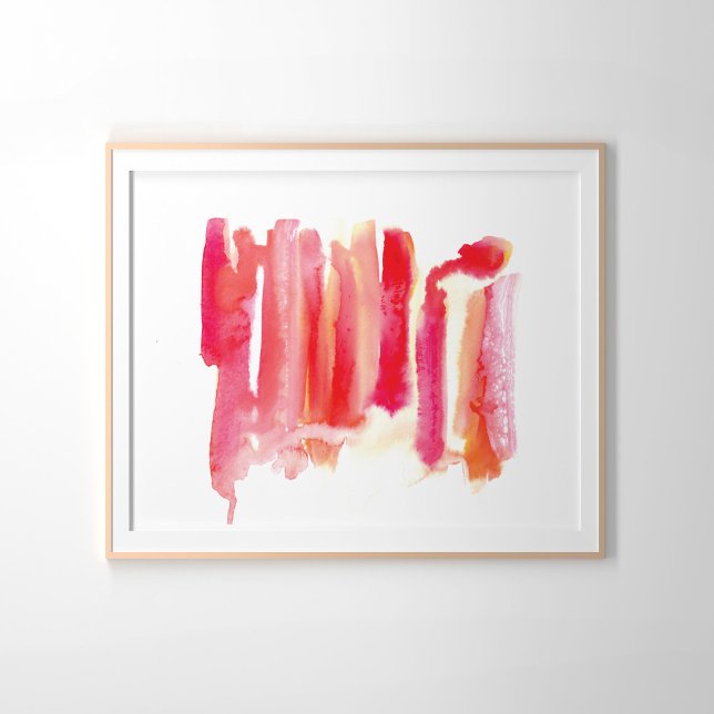 Lipstick-minnen Vattenfärgen Tvättar Rosa Red Poster (Skapare uppladdad)