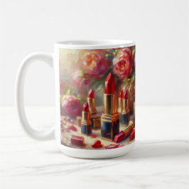 Lipstick och blommor Impressionistisk målning Kaffemugg