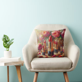 Lipstick och blommor Impressionistisk målning Kudde