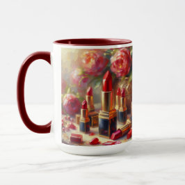 Lipstick och blommor Impressionistisk målning Mugg