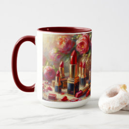 Lipstick och blommor Impressionistisk målning Mugg