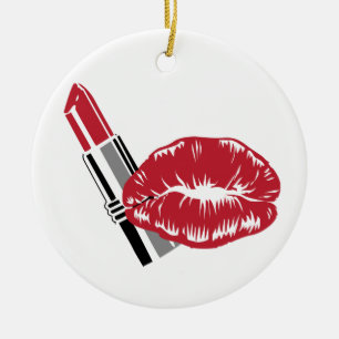 Lipstick och Läppar Julgransprydnad Keramik