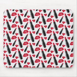 Lipstick och Läppar Polka Dot Mönster Musmatta