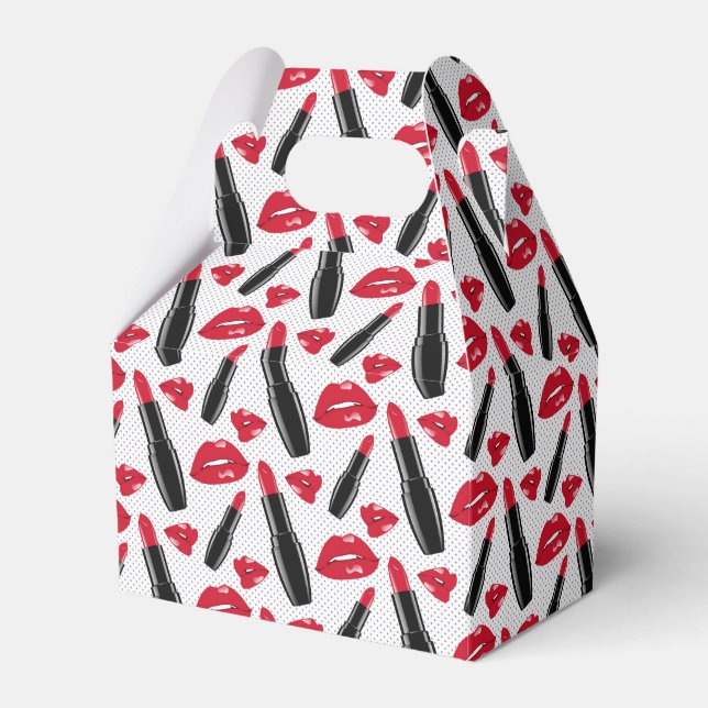 Lipstick och Läppar Polka Dot Mönster Presentaskar (Framsidan Sidan)