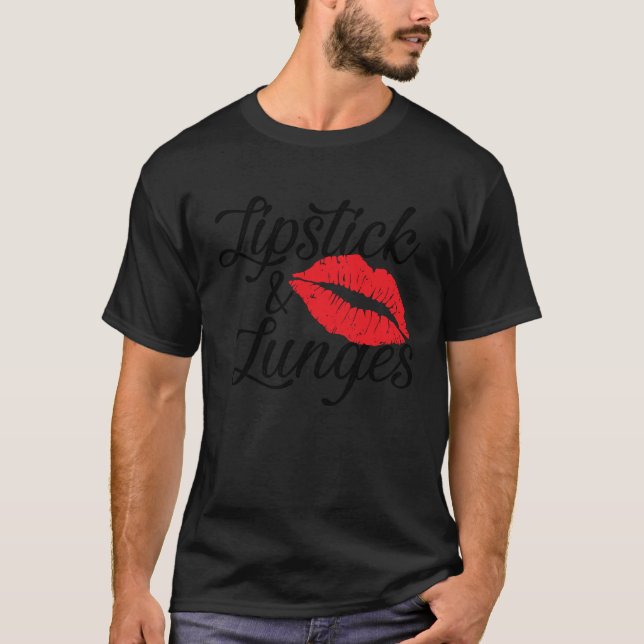 Lipstick och Lunges Gym Makeup Workout T Shirt (Framsida)