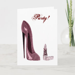 Lipstick och Red Stiletto Shoe Inbjudan