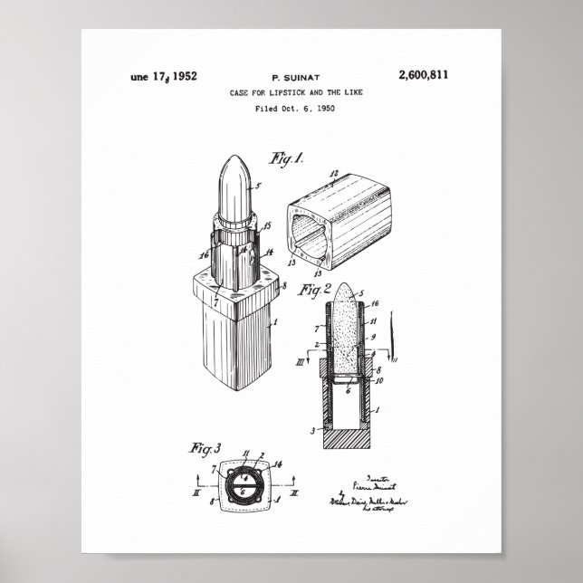 Lipstick Patent Teckning, damernas sängkläder Poster (Framsidan)