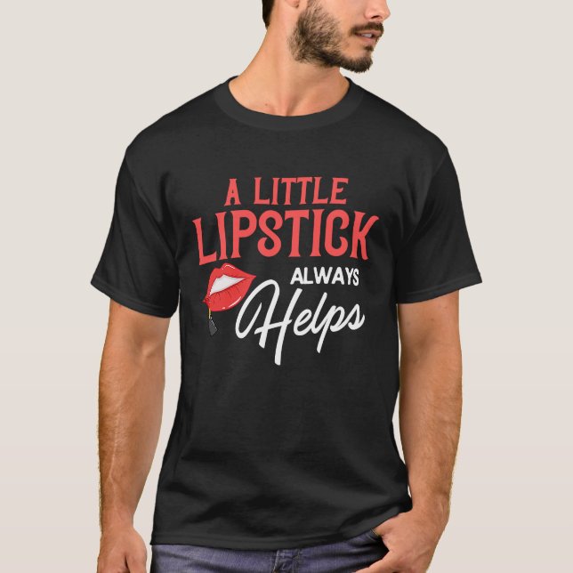 Lipstick Red Lips  Makeup Artist Cosmetologist T Shirt (Framsida)