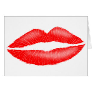 Lipstick Red Seductive Female Läppar Card Hälsningskort